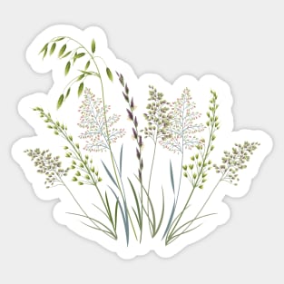 Wild Grasses & Pollen on Aubergine Sticker